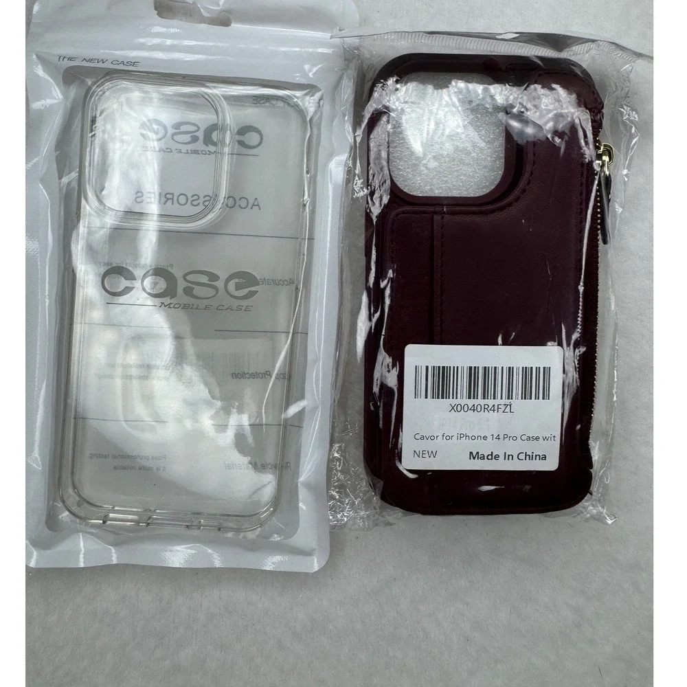 iPhone 14 Pro Case Clear & Burgundy‎ Wallet Cases Lot NEW